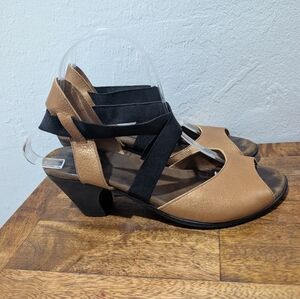 Arche Bronze Metallic Strappy Leather Heeled Comfort Sandals Women's 38- 7.5-8‎